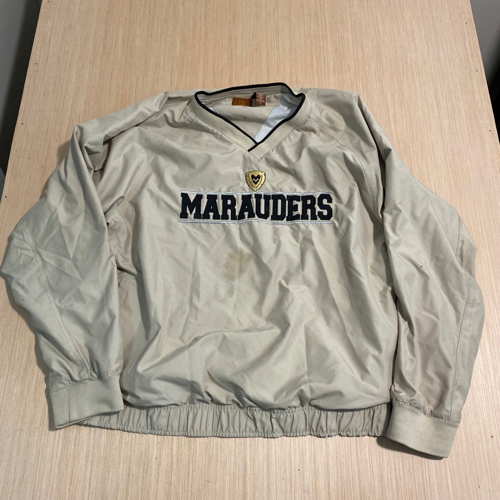 Harriton Marauders V-Neck Windshirt Pullover Jacket Tan Mens XL M750